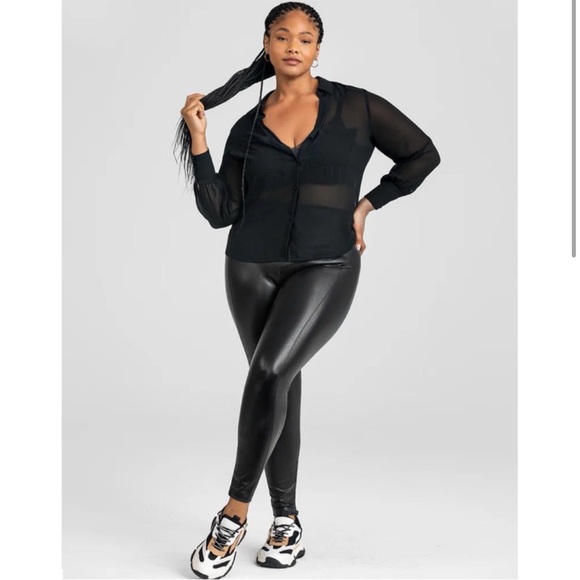 Honey love Just Like Leather Leggings Black Ankle Zip Shaping Smoothing F. - Picture 13 of 13
